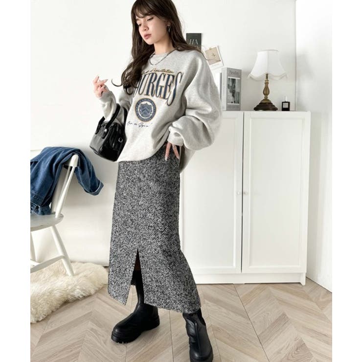 未使用級　ルイヴィトン　膝丈　タイトスカート　ツイード　サイドリボン　L　茶 未使用級 ルイヴィトン 膝丈 タイトスカート ツイード サイドリボン L