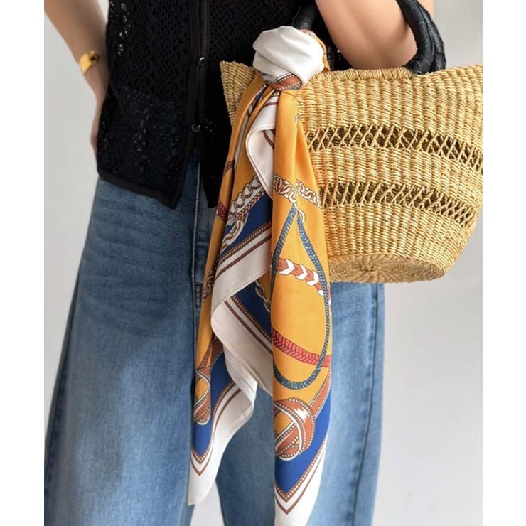 上品カワイイ♪90cm×90cmパネル柄シルクライク大判スカーフ | Classical Elf  | 詳細画像25 