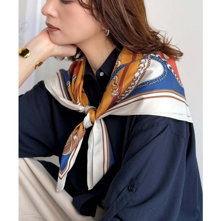 上品カワイイ♪90cm×90cmパネル柄シルクライク大判スカーフ | Classical Elf  | 詳細画像26 