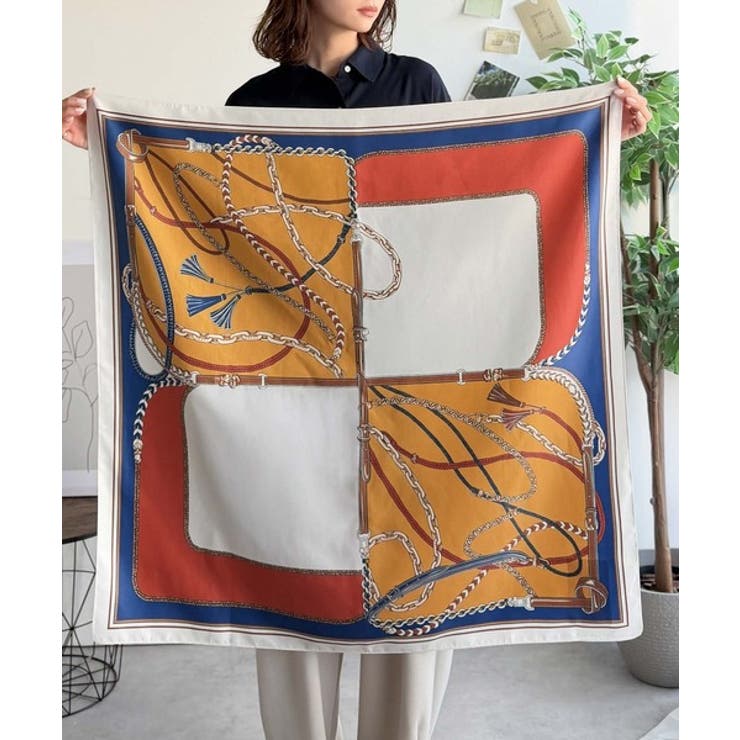 上品カワイイ♪90cm×90cmパネル柄シルクライク大判スカーフ | Classical Elf  | 詳細画像35 