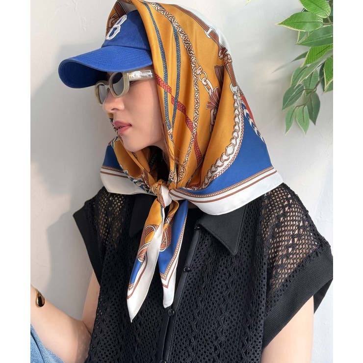 上品カワイイ♪90cm×90cmパネル柄シルクライク大判スカーフ | Classical Elf  | 詳細画像53 