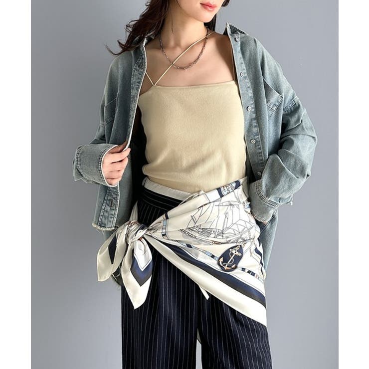 上品カワイイ♪90cm×90cmパネル柄シルクライク大判スカーフ | Classical Elf  | 詳細画像4 