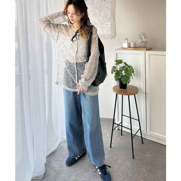 透け感とルーズシルエットが今っぽい！前後2wayメッシュニットトップス(長袖) | Classical Elf  | 詳細画像8 