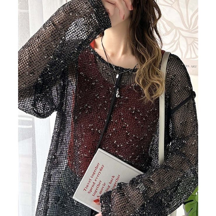 透け感とルーズシルエットが今っぽい！前後2wayメッシュニットトップス(長袖) | Classical Elf  | 詳細画像14 