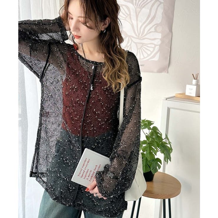 透け感とルーズシルエットが今っぽい！前後2wayメッシュニットトップス(長袖) | Classical Elf  | 詳細画像16 