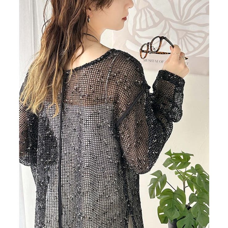 透け感とルーズシルエットが今っぽい！前後2wayメッシュニットトップス(長袖) | Classical Elf  | 詳細画像18 