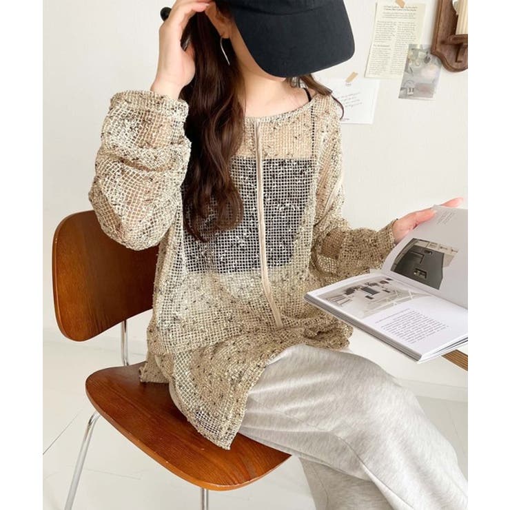 透け感とルーズシルエットが今っぽい！前後2wayメッシュニットトップス(長袖) | Classical Elf  | 詳細画像21 