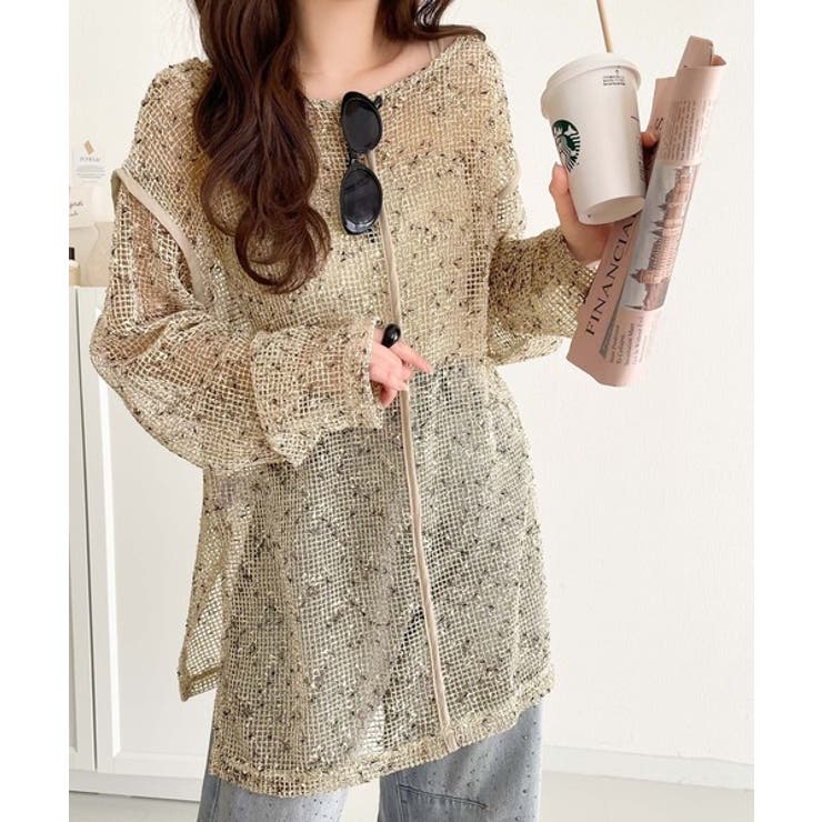 透け感とルーズシルエットが今っぽい！前後2wayメッシュニットトップス(長袖) | Classical Elf  | 詳細画像22 