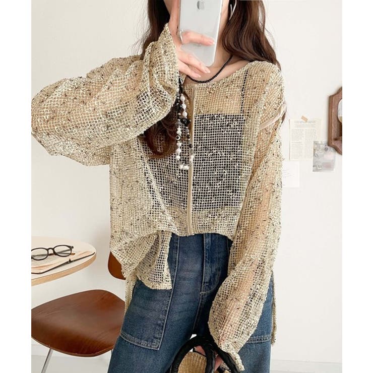 透け感とルーズシルエットが今っぽい！前後2wayメッシュニットトップス(長袖) | Classical Elf  | 詳細画像24 