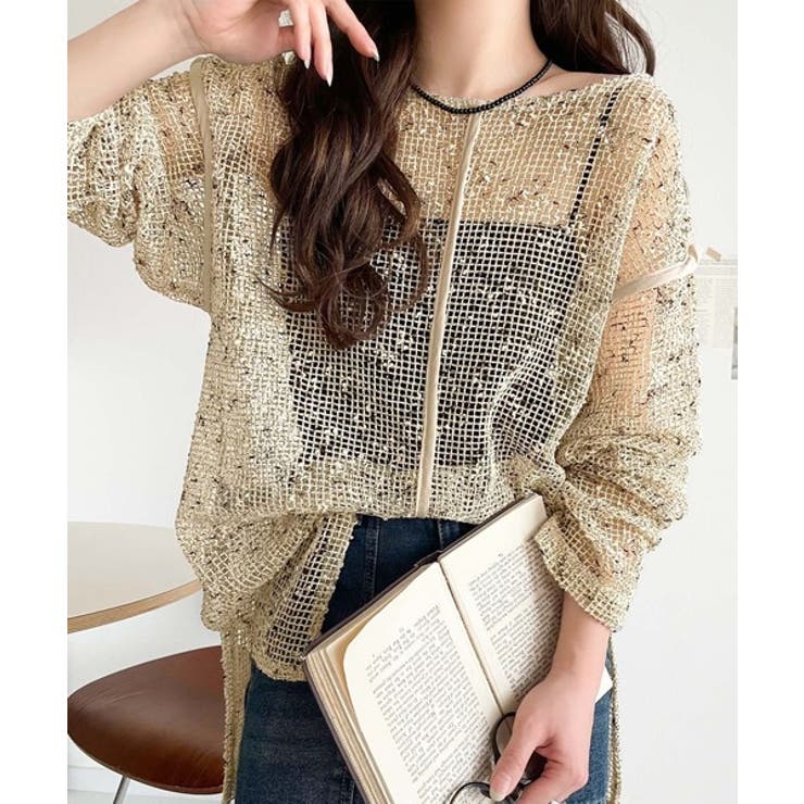 透け感とルーズシルエットが今っぽい！前後2wayメッシュニットトップス(長袖) | Classical Elf  | 詳細画像26 