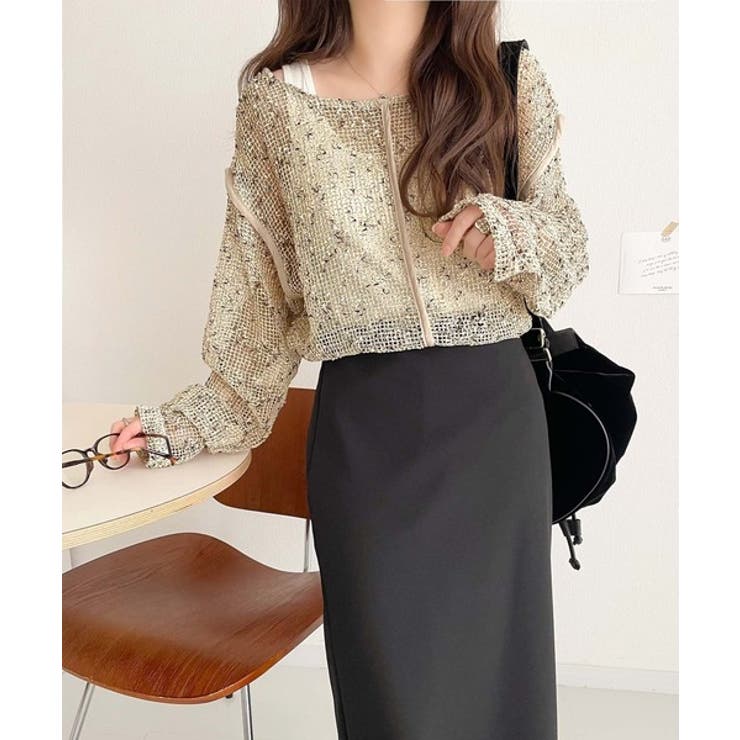 透け感とルーズシルエットが今っぽい！前後2wayメッシュニットトップス(長袖) | Classical Elf  | 詳細画像28 