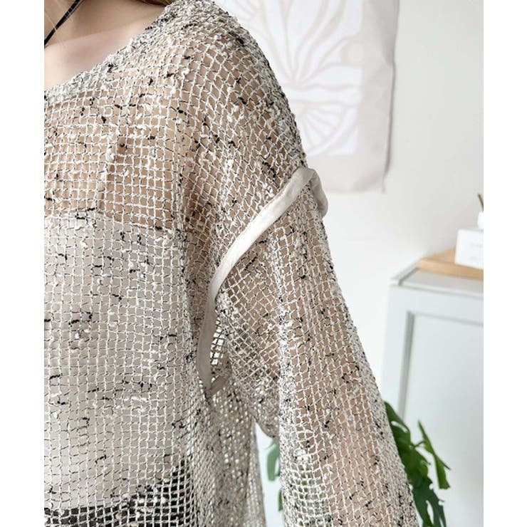 透け感とルーズシルエットが今っぽい！前後2wayメッシュニットトップス(長袖) | Classical Elf  | 詳細画像31 