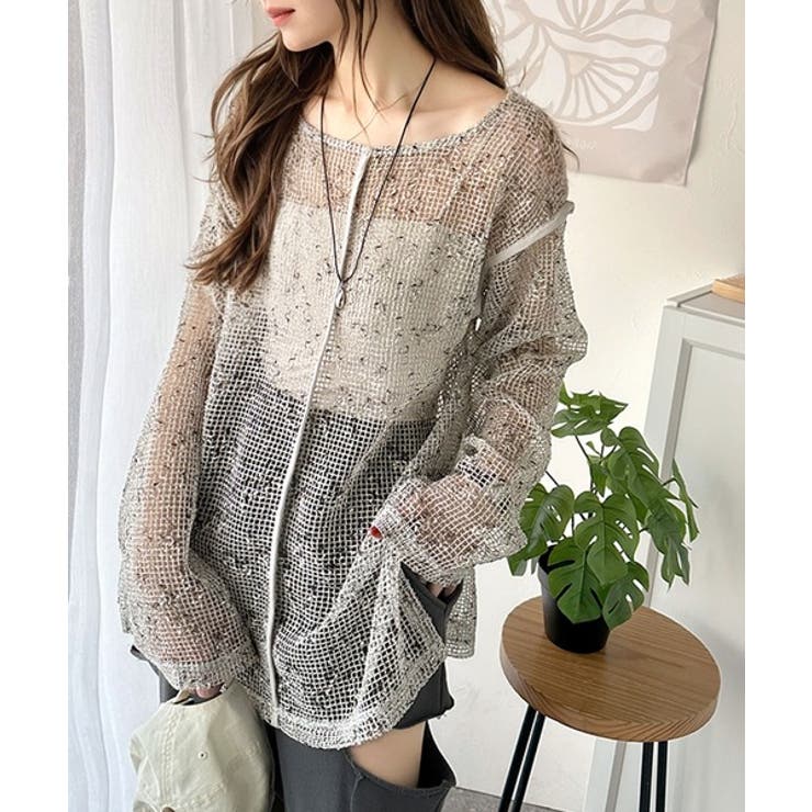 _j.l-a.l_ 24ss トップス サイドバイカラーラインノースリーブニットトップス [N1100