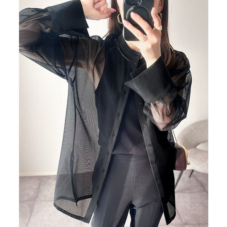 大人の抜け感。メッシュバンドカラーオーバーサイズシャツ（長袖） | Classical Elf  | 詳細画像14 