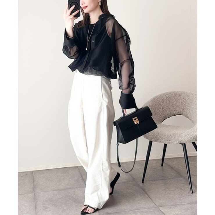 大人の抜け感。メッシュバンドカラーオーバーサイズシャツ（長袖） | Classical Elf  | 詳細画像17 