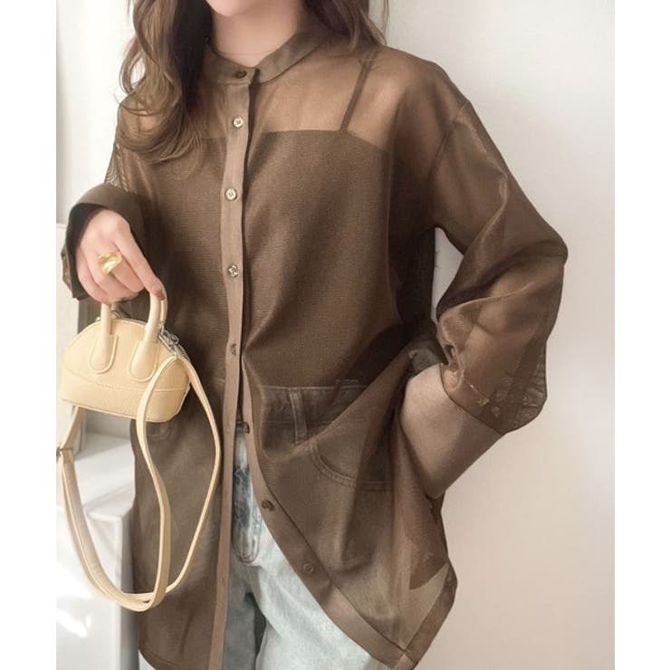 大人の抜け感。メッシュバンドカラーオーバーサイズシャツ（長袖） | Classical Elf  | 詳細画像21 