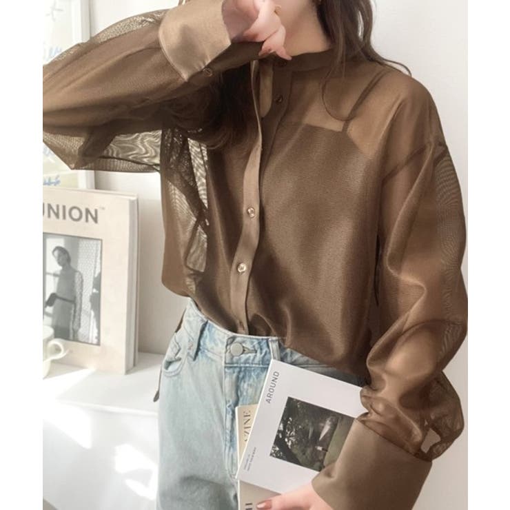 大人の抜け感。メッシュバンドカラーオーバーサイズシャツ（長袖） | Classical Elf  | 詳細画像23 