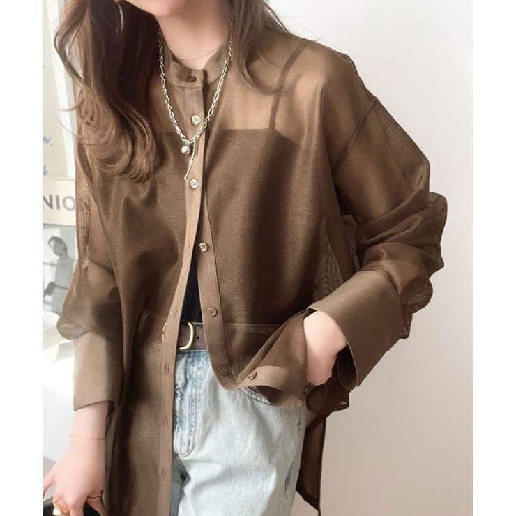 大人の抜け感。メッシュバンドカラーオーバーサイズシャツ（長袖） | Classical Elf  | 詳細画像24 