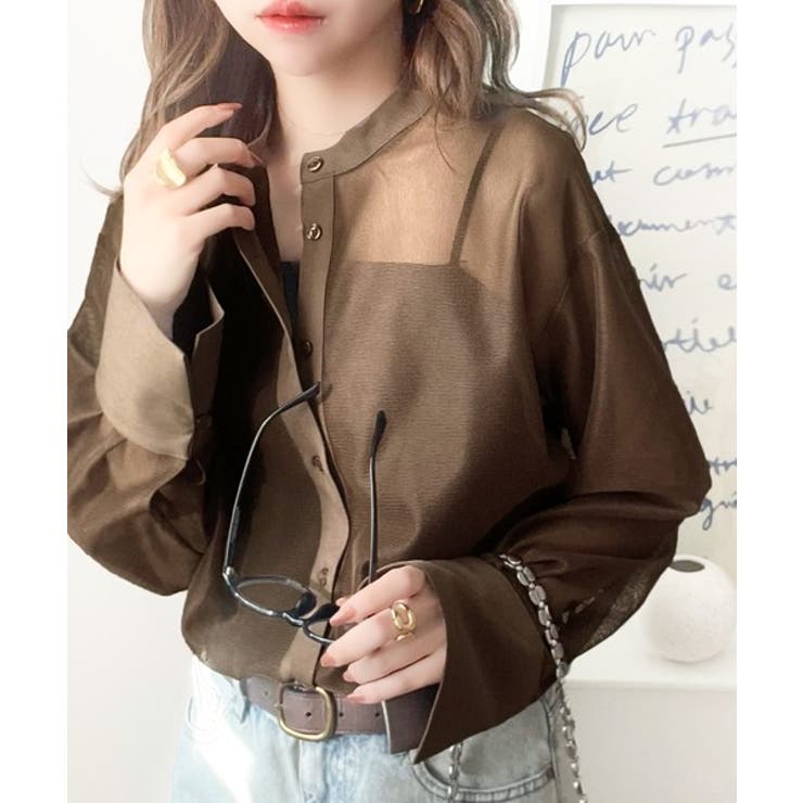 大人の抜け感。メッシュバンドカラーオーバーサイズシャツ（長袖） | Classical Elf  | 詳細画像26 