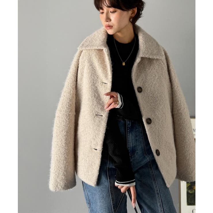 ベーシックアウターを、素材感で大人見えに◎リングシャギーショートコクーンシルエッ… | Classical Elf  | 詳細画像6 