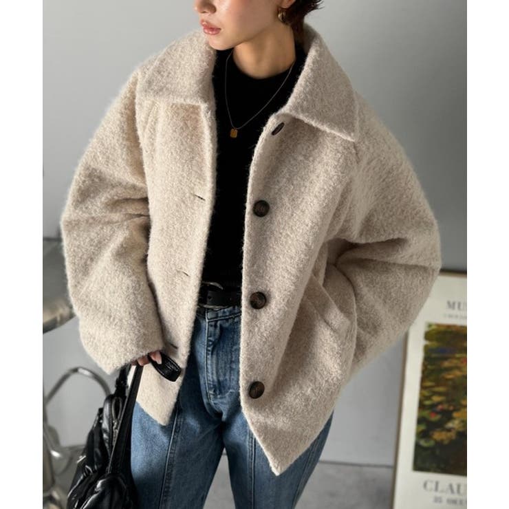 ベーシックアウターを、素材感で大人見えに◎リングシャギーショートコクーンシルエッ… | Classical Elf  | 詳細画像10 