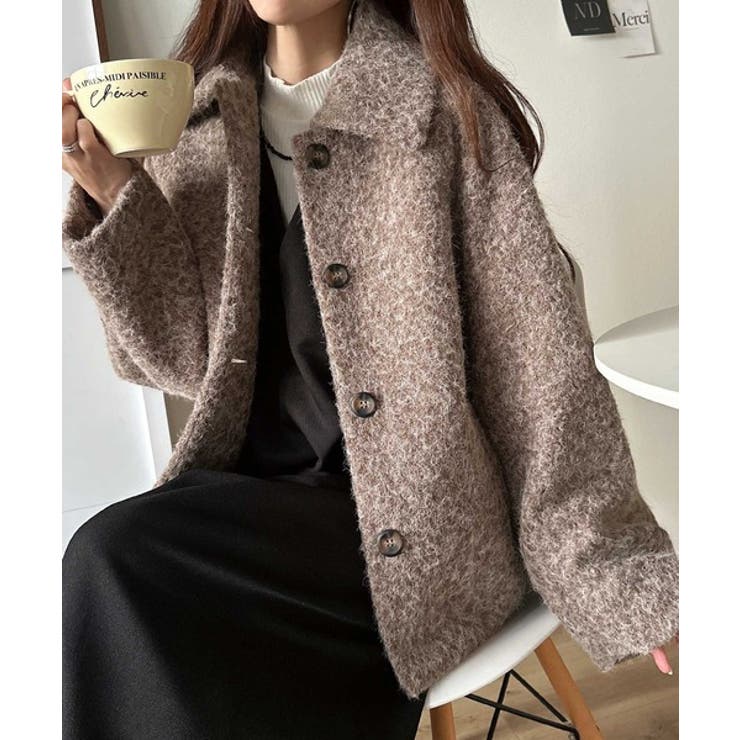 ベーシックアウターを、素材感で大人見えに◎リングシャギーショートコクーンシルエッ… | Classical Elf  | 詳細画像18 