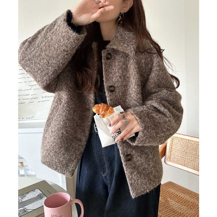 ベーシックアウターを、素材感で大人見えに◎リングシャギーショートコクーンシルエッ… | Classical Elf  | 詳細画像22 