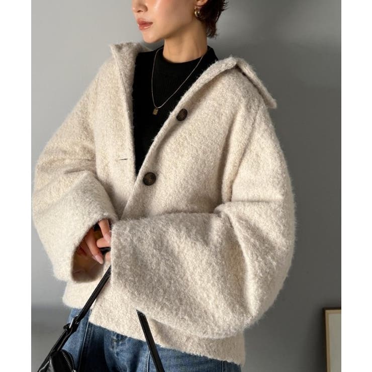 ベーシックアウターを、素材感で大人見えに◎リングシャギーショートコクーンシルエッ… | Classical Elf  | 詳細画像2 