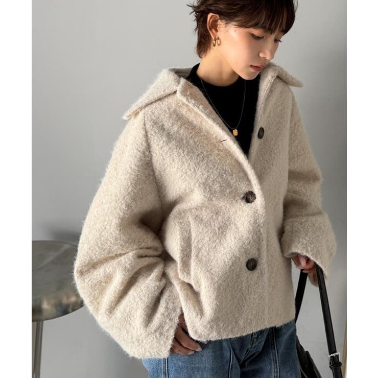 ベーシックアウターを、素材感で大人見えに◎リングシャギーショートコクーンシルエッ… | Classical Elf  | 詳細画像4 