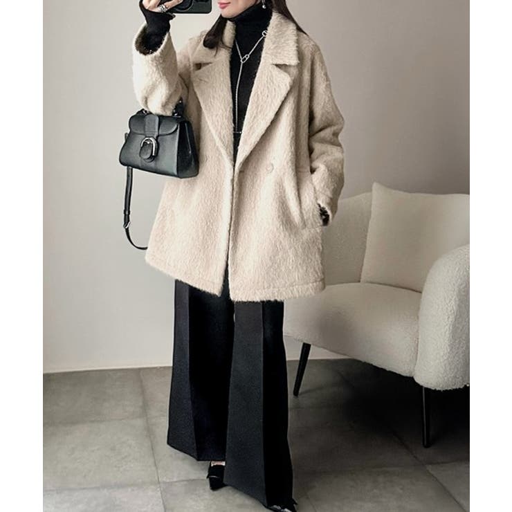 ふわり纏うだけで上品見え。2wayシャギーダブルビックカラージャケットコート | Classical Elf  | 詳細画像12 