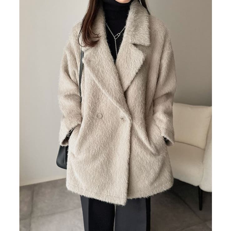 ふわり纏うだけで上品見え。2wayシャギーダブルビックカラージャケットコート | Classical Elf  | 詳細画像14 