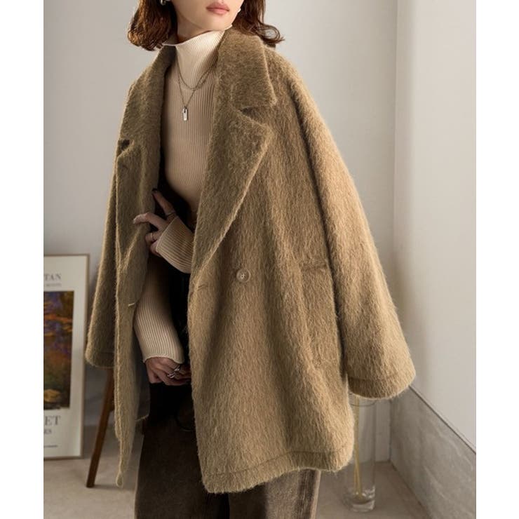 ふわり纏うだけで上品見え。2wayシャギーダブルビックカラージャケット