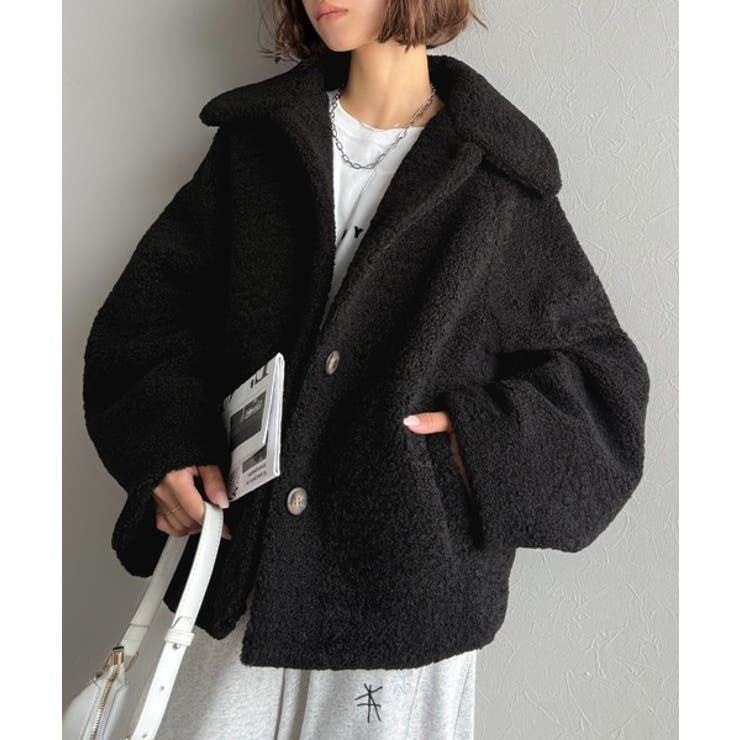 ブラック | モコっとかわいく、冬支度♪ふんわり軽やか×暖かみたっぷり！コクーンシルエットテデ… | Classical Elf 