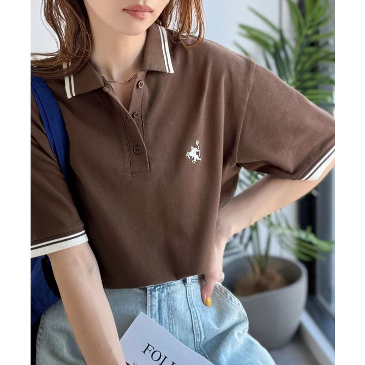 ブラウン | クラシカル×スポーティMIX。綿100％胸刺繍 ラインデザインオーバーサイズ鹿の… | Classical Elf 