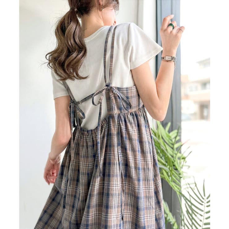 ベージュ | 後ろ姿も可愛く盛れちゃう♪ふんわりシルエットで体型カバー。大人カジュアル チェッ… | Classical Elf 