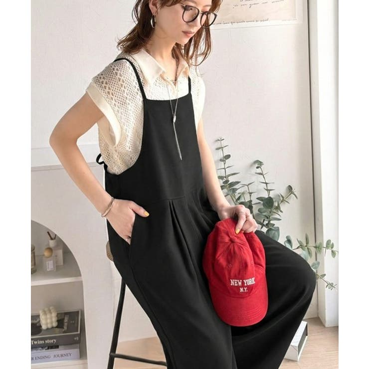 落ち感ワイドでつくる、大人の抜け感。バックリボンサロペットパンツ | Classical Elf  | 詳細画像8 