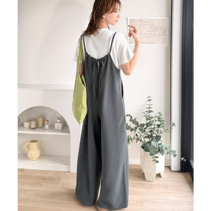 落ち感ワイドでつくる、大人の抜け感。バックリボンサロペットパンツ | Classical Elf  | 詳細画像15 