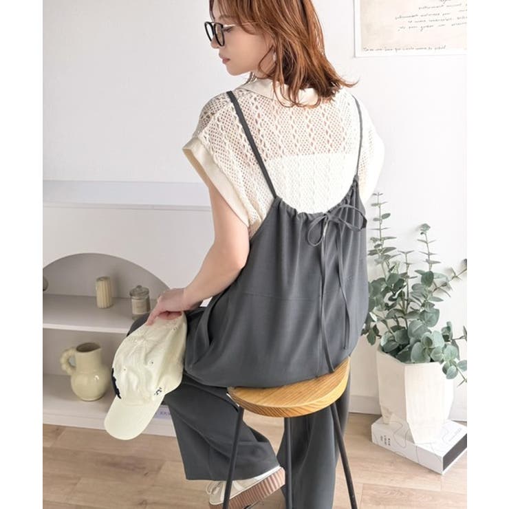 落ち感ワイドでつくる、大人の抜け感。バックリボンサロペットパンツ | Classical Elf  | 詳細画像22 