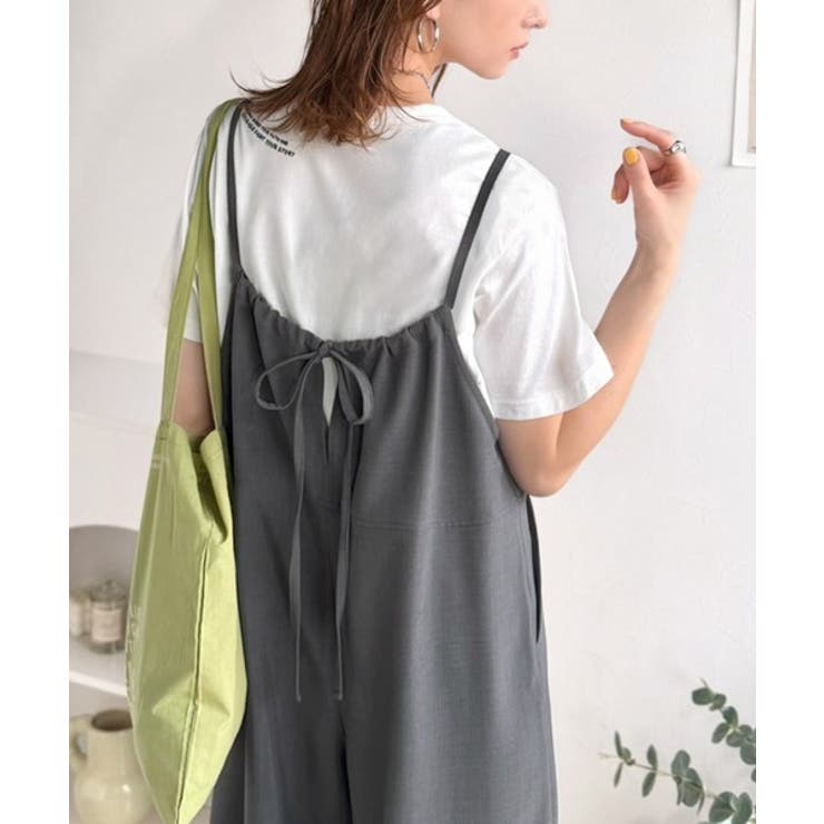 落ち感ワイドでつくる、大人の抜け感。バックリボンサロペットパンツ | Classical Elf  | 詳細画像24 