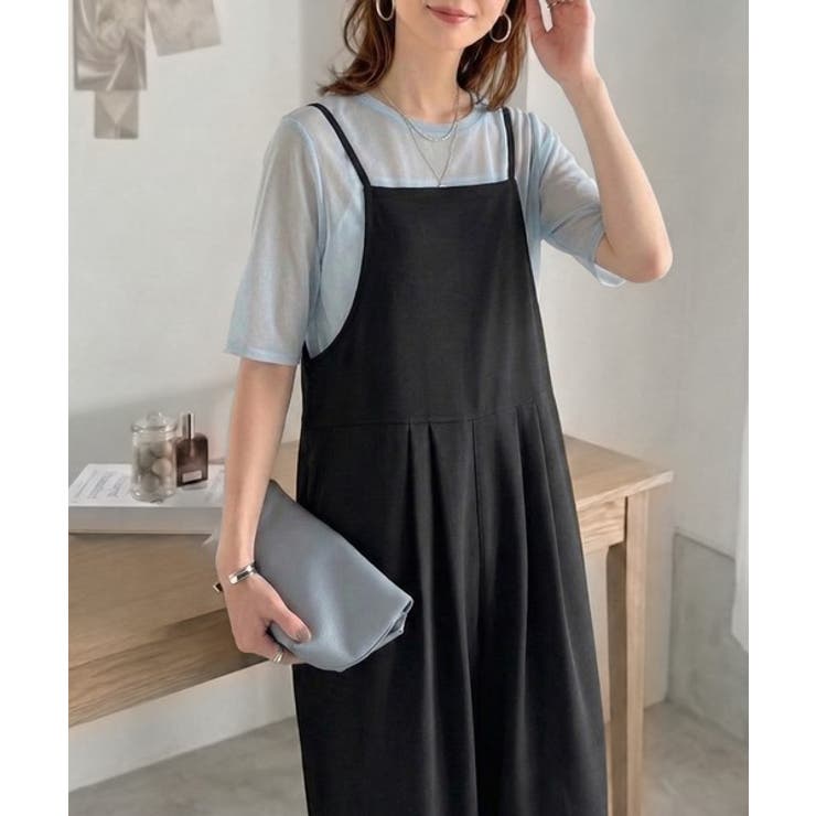 落ち感ワイドでつくる、大人の抜け感。バックリボンサロペットパンツ | Classical Elf  | 詳細画像1 