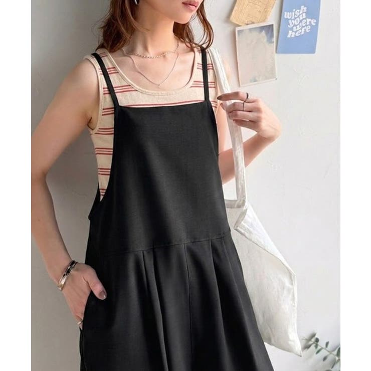 落ち感ワイドでつくる、大人の抜け感。バックリボンサロペットパンツ | Classical Elf  | 詳細画像3 