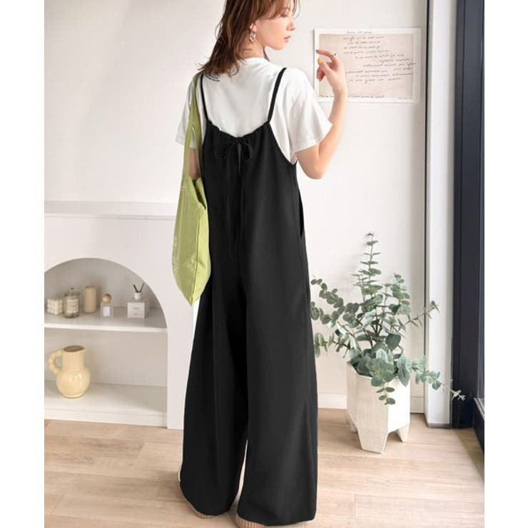 落ち感ワイドでつくる、大人の抜け感。バックリボンサロペットパンツ | Classical Elf  | 詳細画像5 