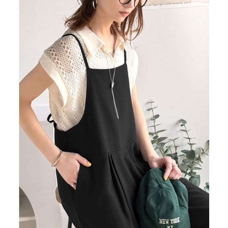 落ち感ワイドでつくる、大人の抜け感。バックリボンサロペットパンツ | Classical Elf  | 詳細画像7 