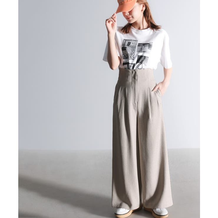 美シルエット。ハイウエストワイドデニムパンツ[品番