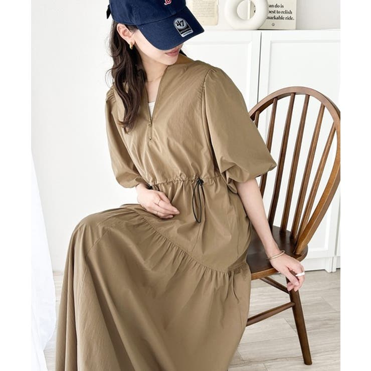 旬の素材&デザイン。大人の前後2way ハーフジップドロストティアードワンピース | Classical Elf  | 詳細画像7 