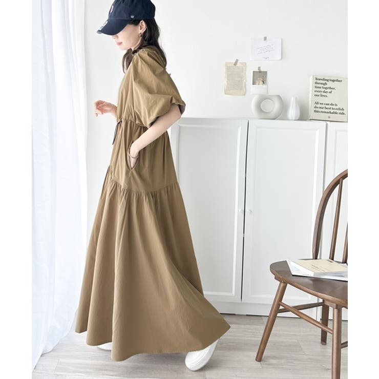 旬の素材&デザイン。大人の前後2way ハーフジップドロストティアードワンピース | Classical Elf  | 詳細画像8 