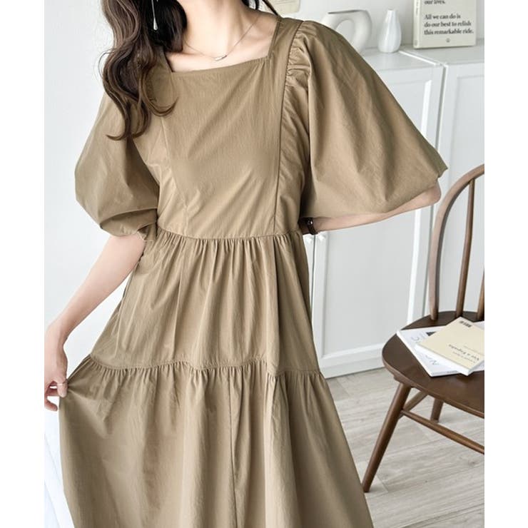 旬の素材&デザイン。大人の前後2way ハーフジップドロストティアードワンピース | Classical Elf  | 詳細画像10 