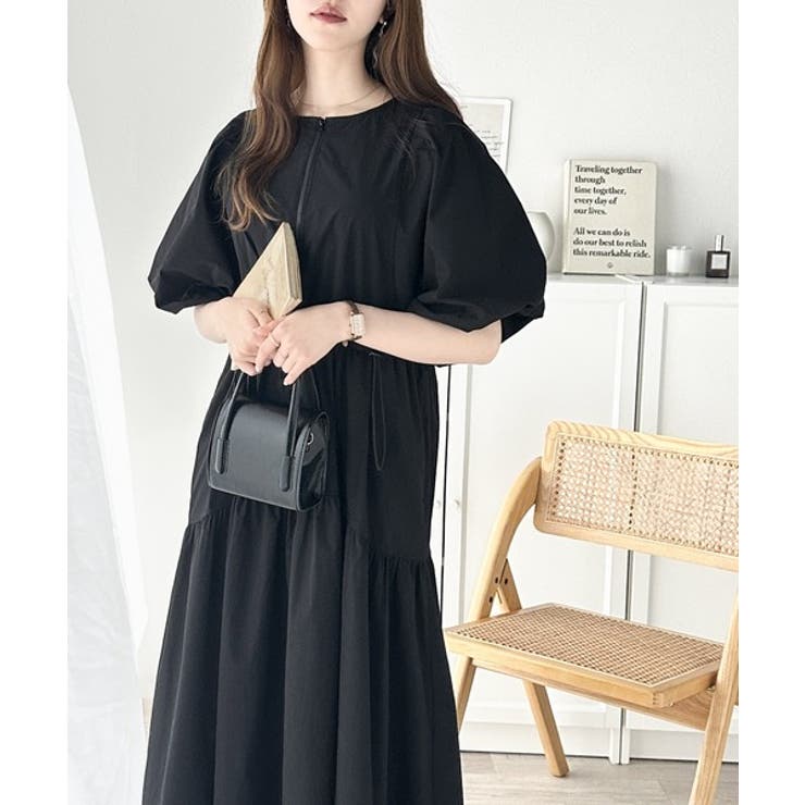 旬の素材&デザイン。大人の前後2way ハーフジップドロストティアードワンピース | Classical Elf  | 詳細画像12 