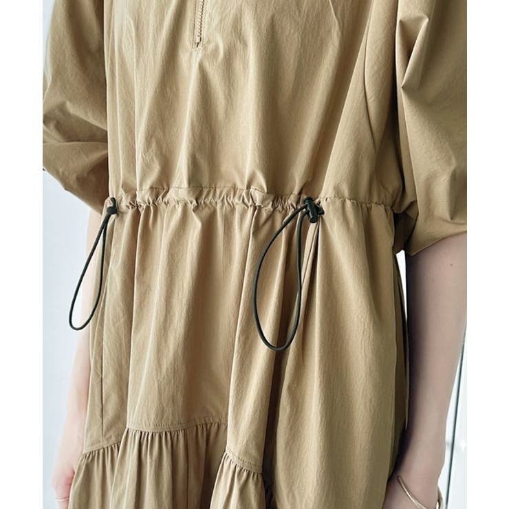 旬の素材&デザイン。大人の前後2way ハーフジップドロストティアードワンピース | Classical Elf  | 詳細画像17 