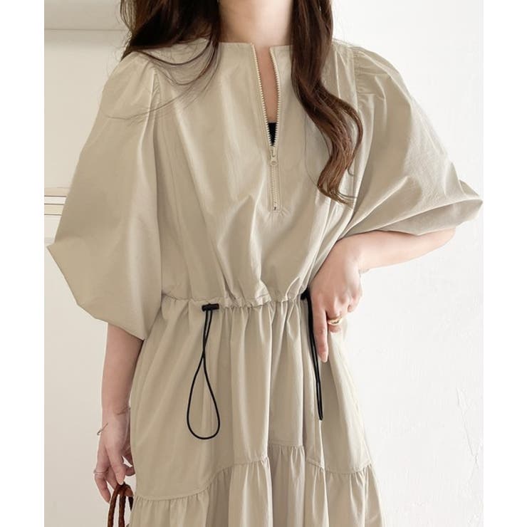 旬の素材&デザイン。大人の前後2way ハーフジップドロストティアードワンピース | Classical Elf  | 詳細画像1 